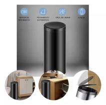 Lixeira Automática Redonda 50 Litros com Sensor Preta