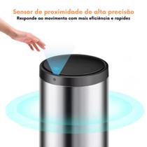 Lixeira Automática Redonda em Aço 40 Litros com Sensor - Inox