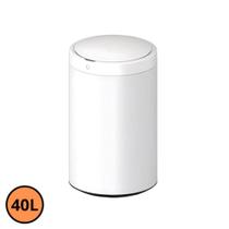 Lixeira Automática Redonda Em Aço Inox 40L Com Sensor Branca