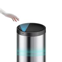Lixeira Automática Redonda Em Aço Inox 50 Litros Com Sensor