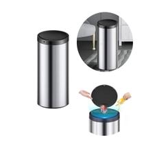 Lixeira Automática Redonda em Aço Inox 50 Litros com Sensor