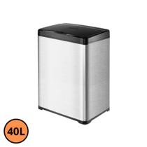 Lixeira Automática Retangular 40 Litros Sensor Em Aço - Inox