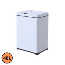 Lixeira Automática Retangular 40L com Sensor em Aço - Branca