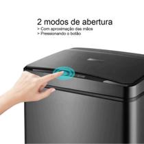 Lixeira Automática Retangular 50 Litros com Sensor em Aço - Preta