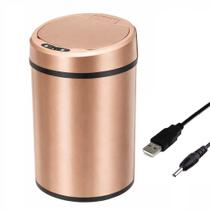 Lixeira automatica sensor inteligente 12 litros cesto lixo grande removivel cozinha usb recarregavel marrom