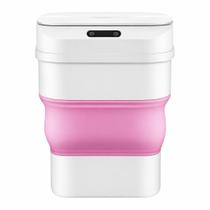 Lixeira Automática Sensor Movimento Dobrável Rosa Higiênica Banheiro Cozinha Compacta