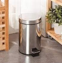 Lixeira Balde Saco Recipiente Joga Inox Pedal Redonda Banheiro Escritório Cesto 5 Litros Cesto Papel