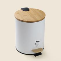 Lixeira Bambu Redondo Branco com Pedal 5L - ACASA Lixeira Bambu Redondo Branco com Pedal 5L - ACASA