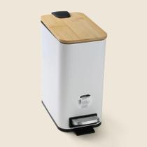 Lixeira Bambu Retangular Branco com Pedal 5L - ACASA Lixeira Bambu Retangular Branco com Pedal 5L - ACASA
