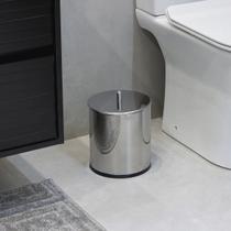 Lixeira Banheiro 5l Prata Inox 28x21x21cm Abertura Manual Lixeira Banheiro 5l Prata Inox 28x21x21cm Abertura Manual