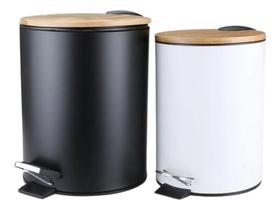 Lixeira Banheiro Cozinha Com Pedal 3l Cesto De Lixo Tampa Bambu Sala Escritório Cesto Removível