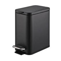 Lixeira Banheiro e Cozinha Retangular 5,0L Preta em Aço Carbono com Pedal Balde Frame 3064/103 Brinox