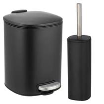 Lixeira Banheiro Preta Pedal 5 Litros Metal Cesto Escritório