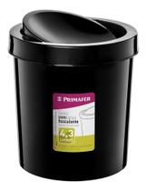 Lixeira basculante 4,3l plastico reforçado preto pr1017 primafer