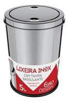 Lixeira Basculante 5 Litros Inox Não Enferruja Euro Home