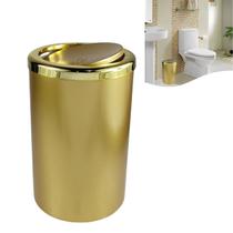 Lixeira Basculante 8 Litros Redonda Cozinha Banheiro Dourado - AMZ