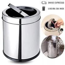Lixeira Basculante banheiro cozinha pia escritorio Multiuso Inox 5 litros