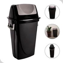 Lixeira basculante e-black 23l plasutil tampa preta 28cm