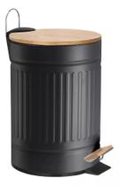 Lixeira Black-Para Banheiro/Cozinha 3 L Em Aço Inox E Bambu Mek
