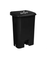 Lixeira bompro 100l quadrada preta c/roda e pedal