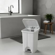 Lixeira Branca Agraplast 35 Litros com Tampa, Pedal e Aro Prática e Higiênica 949