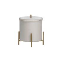 Lixeira Branca com Detalhes em Dourado 6 Litros Alumínio Suspensa Cozinha Escritório Level - ÉdeCasaMóveis