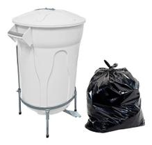 Lixeira Branca Com Pedal De Aço 100 L + Saco De Lixo 20 U
