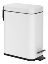 Lixeira Branca Retangular Estreita Com Pedal 6 Litros