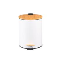 Lixeira c/ pedal e tampa de bambu soft 5l branco