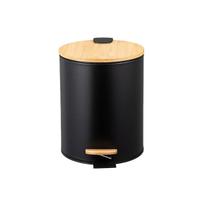 Lixeira c/ pedal e tampa de bambu soft 5l preto