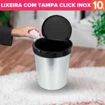 Lixeira Cesto 10 Litros c/ Tampa Click Cor Inox Escritório Lixeira Cesto 10 Litros c/ Tampa Click Cor Inox Escritório