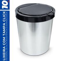 Lixeira Cesto 10 Litros c/ Tampa Click Cor Inox Escritório Lixeira Cesto 10 Litros c/ Tampa Click Cor Inox Escritório