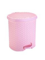 Lixeira Cesto 6L Rattan Rosa Com Pedal Perfeita P/ Escritório Cozinha Quarto Banheiro