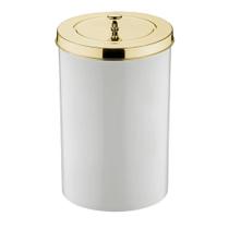Lixeira Cesto 8 Litros Branco Dourado Tampa Esconde Sacola Ref: 580Dd Lixeira Cesto 8 Litros Branco Dourado Tampa Esconde Sacola Ref: 580Dd