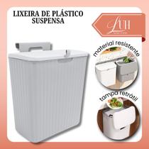 Lixeira Cesto Balde Lixo Plástica Suspensa com Tampa Retrátil Articulada Cozinha