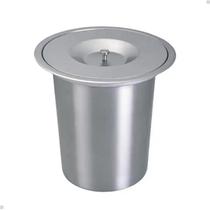 Lixeira cesto de embutir redonda pia cuba cozinha aço inox 8 litros