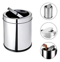 Lixeira Cesto de Lixo 3 Litros Com Tampa Basculante Vai e Vem Flip Top Banheiro Cozinha Aço Inox Lixeira Cesto de Lixo 3 Litros Com Tampa Basculante Vai e Vem Flip Top Banheiro Cozinha Aço Inox