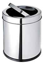 Lixeira Cesto de Lixo 3 Litros Com Tampa Basculante Vai e Vem Flip Top Banheiro Cozinha Aço Inox - Powermaid
