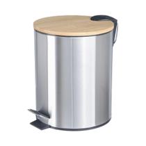 Lixeira Cesto De Lixo 3 Litros Inox Bambu Para Banheiro Lavabo Cozinha Lixeira Cesto De Lixo 3 Litros Inox Bambu Para Banheiro Lavabo Cozinha