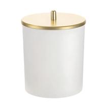 Lixeira Cesto de Lixo 5 Litros Com Tampa Banheiro Cozinha Escritório Branco e Dourado