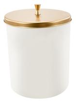Lixeira Cesto De Lixo 5 Litros Para Banheiro Cozinha Piso Bancada Branca Com Tampa Aço Inox Dourado Alto Padrão Forma