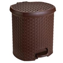 Lixeira Cesto De Lixo 6 Litros Rattan Com Pedal E Tampa Banheiro Cosinha e Escritorio Cor Marrom