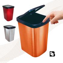 Lixeira Cesto de Lixo 9 Litros com Tampa Abertura Click Label Cinza Inox Vermelha Bronze Moderna Lixeira Cesto de Lixo 9 Litros com Tampa Abertura Click Label Cinza Inox Vermelha Bronze Moderna