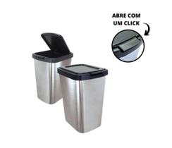 Lixeira Cesto De Lixo Click Cozinha Banheiro Tipo Inox 9l - Click Label