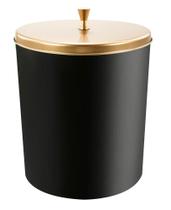 Lixeira Cesto De Lixo De Banheiro Pia Bancada Cozinha Preto Com Tampa De Aço Inox Dourada 5 Litros Forma