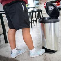 Lixeira Cesto De Lixo Inox Metalizado 10 ou 20Litros Com Pedal Lixo Escritório Cozinha - ArqPlast