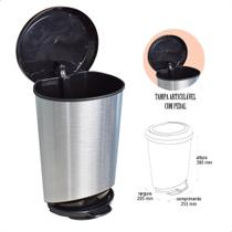 Lixeira Cesto De Lixo Lata Com Pedal Preta Multiuso 10 Litro Cor Inox