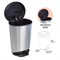 Lixeira Cesto De Lixo Lata Com Pedal Preta Multiuso 10 Litro Cor Inox - Toyplast