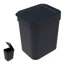 Lixeira Cesto de Lixo Pequena Cozinha Quarto 2,5L Preta Soprano