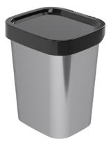 Lixeira Cesto de Lixo Pia Banheiro 4,6L Multiuso Plastico Metalizada Tampa Preto